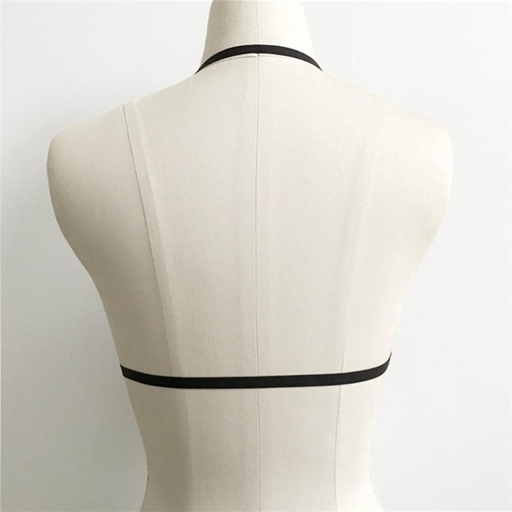 Black Strappy Harness Cage Bra Bralette O/S - Picture 3 of 6